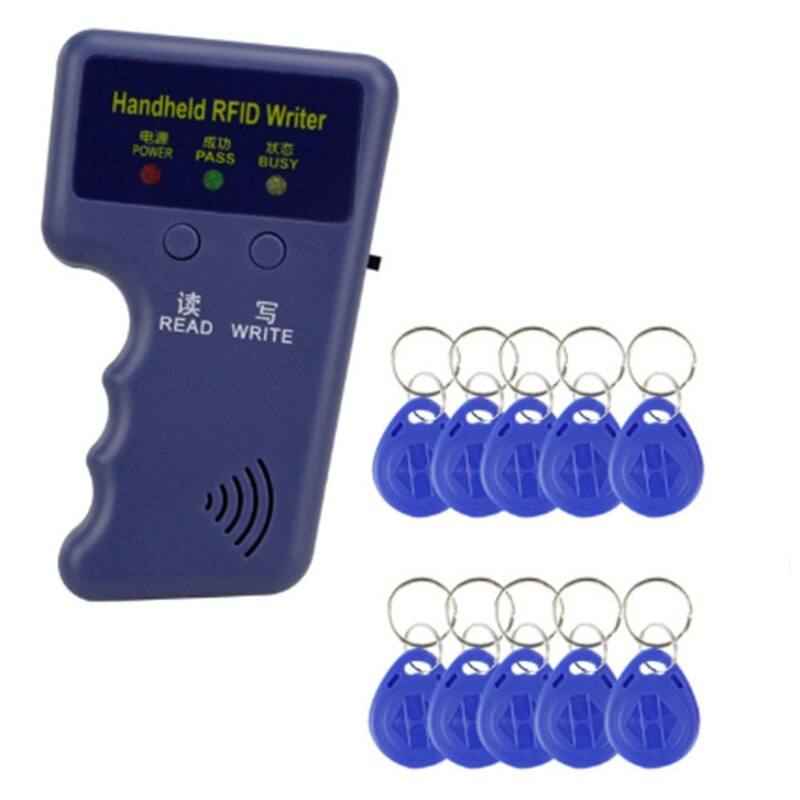 Lector duplicador de llaves RFID de 125Khz portátil, lector grabador de tarjetas de identificación, clonador, programador, lector compatible con 10 teclas, réplica de tarjetas de acceso: Default Title