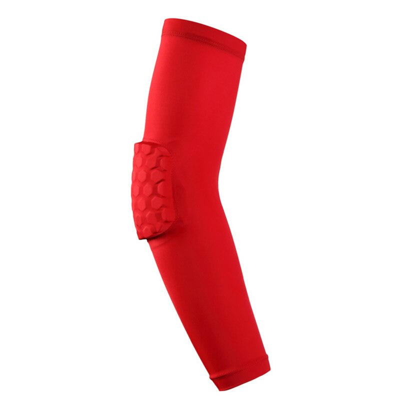 Single Sports Armguard Basketball Honeycomb Anti-collision Elbow Support Lengthened High Elastic Quick-drying Protective Gear: Red / L