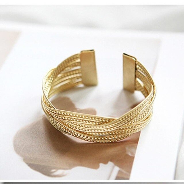 Frauen Draht Legierung Öffnen Armbinde & Armreif Runde Manschette Armbänder Verknüpfung Kette Armbinde Armreif Schmuck: 3