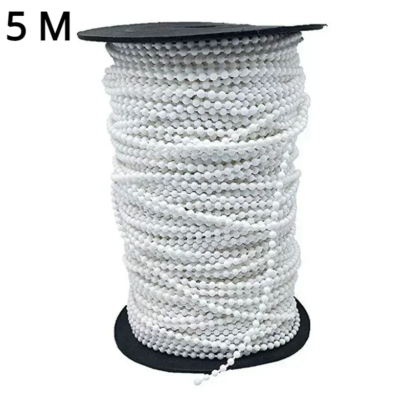 5/10 meter kunststof rolgordijn Romeinse verticale schaduw kralenketting trekkoord gordijn kralen touw met connectoren: WHITE