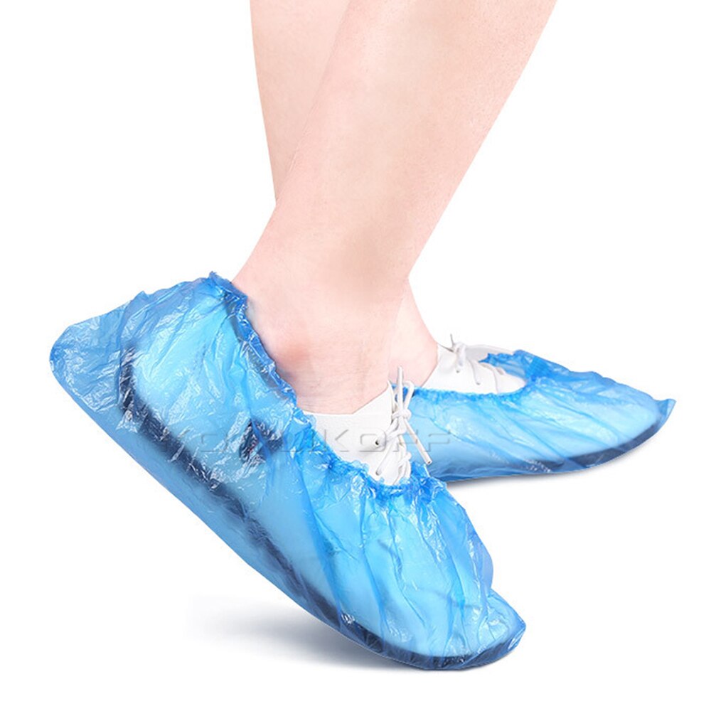 100 stk engangs sko støvbetræk pose plast vandtæt sko betræk organisator regnvejrsdag udendørs rengøring skobetræk poser