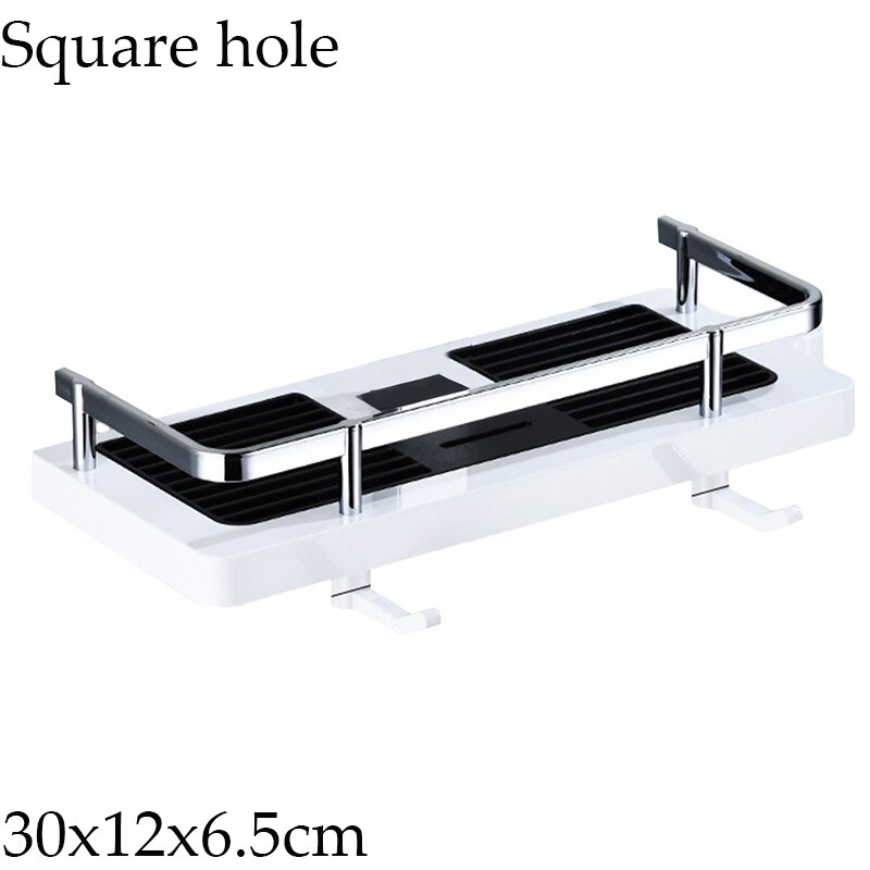 Adjustable Bathroom Pole Shower Shelf Shower Caddy Organizer Shower Head Stand Soap Shampoo Storage Rack Lifting Rod Shower Tray: Square hole