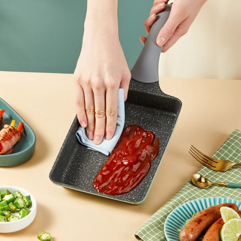 Nonstick Tamago pan,OmelettePan,Frying Pan,Food Grade Granite Nonstick, Silicon Handle ,19*15cm