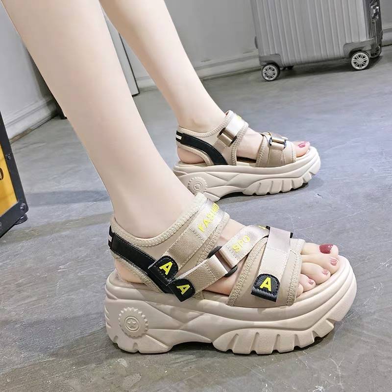 Lucyever tyk sål kvinder kiler sandaler høj platform komfort kvinde sandaliaer mujer hook&loop sommer afslappet fodtøj