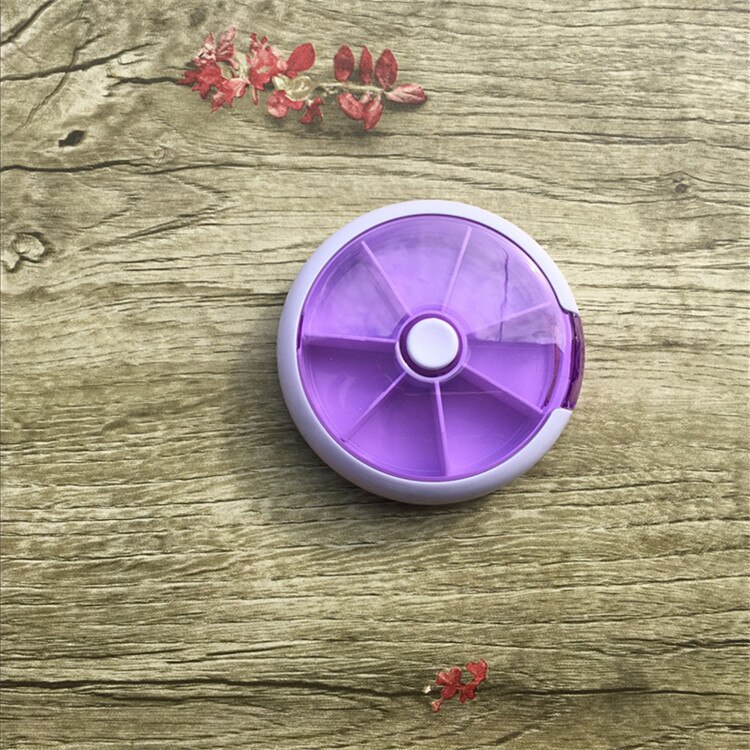 Roterende 7 Dagen Pil Container Citroen Pillendoosje Splitter Pil Organisator Geneeskunde Doos Reizen Dispenser Bunker Gezondheidszorg Gereedschap: purple-B