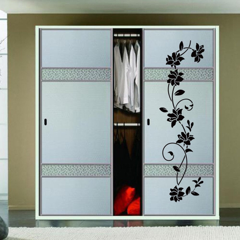 DIY Wall Sticker Closet Beatiful Flower Vine Decals Black Mural Removable Vinyl Art Home Decor Flowers Bedroom
