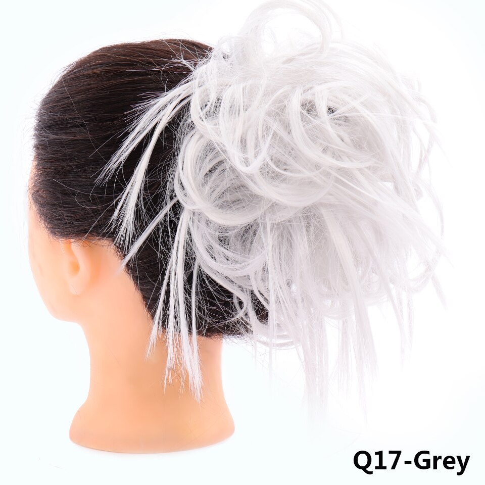 LUPU-Chignon de cheveux bouclés et salis | Extension de cheveux extensible pour femmes, Extension de cheveux couleur Ombre pour femmes: GREY