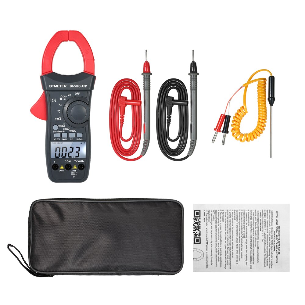 Btmeter Digitale Stroomtang 4000 Graven Auto Range Multimeter Test Ac/Dc Spanning Stroom Draagbare Handheld Multimeter