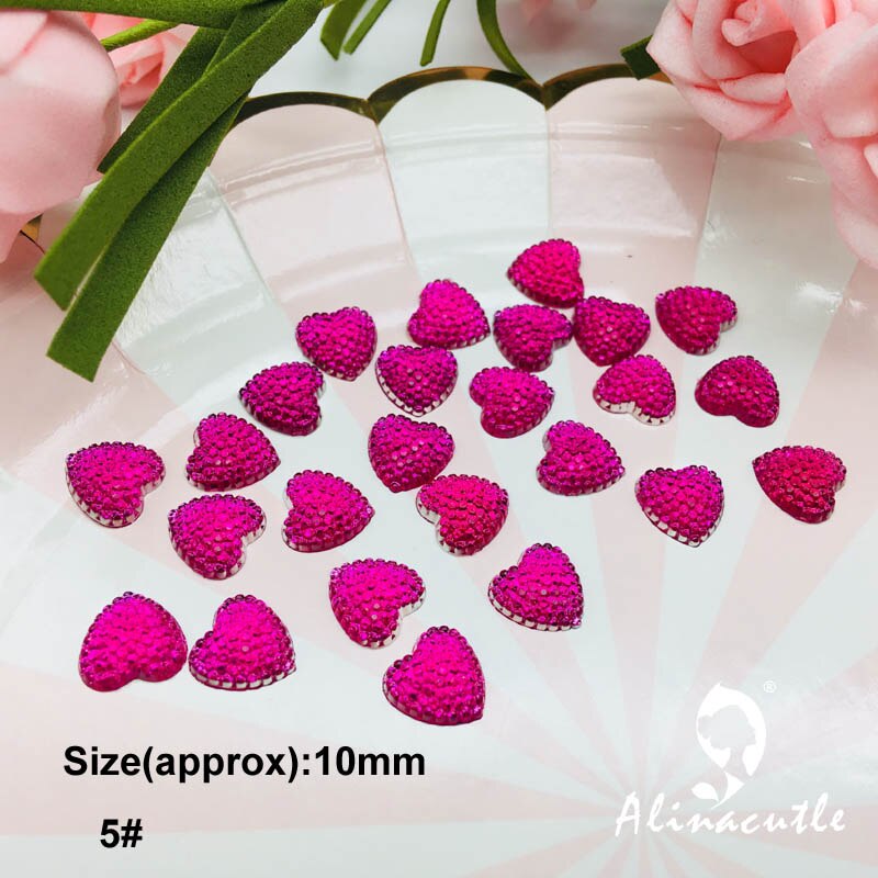Gemas planas de 10mm con parte trasera de diamante, cristales de corazón pegatinas para piedra, GEMA, arte Hecho A Mano, manualidades, álbumes de recortes, 100 unidades