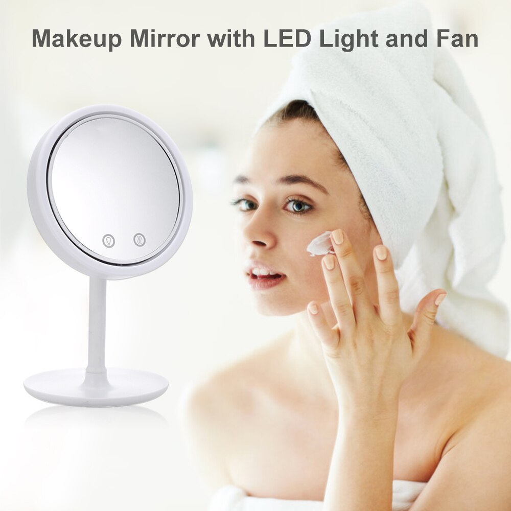 Makeup Backlit Mirror Light With Natural White LED with Fan Vanity Mirror Detachable/Storage Base 3 Modes 5X Magnifier Mirror