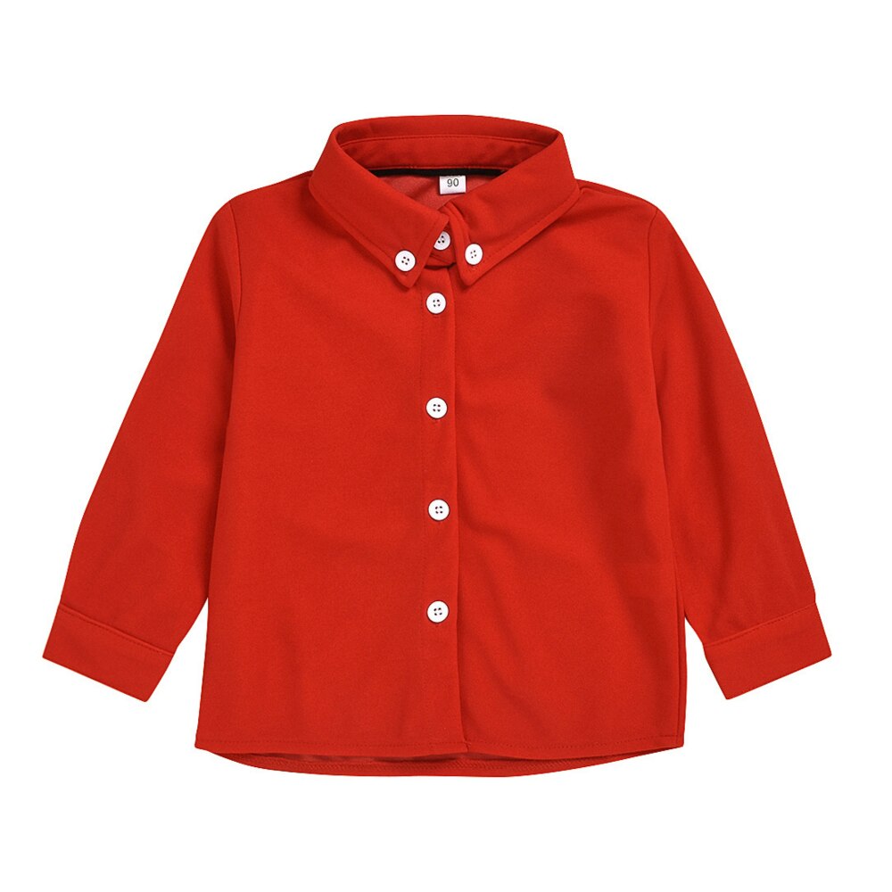 Original zebre se souvenir littke garçons couleur unie chemise adolescent enfants rouge à manches longues chemise automne vêtements pour enfant en bas âge garçons vêtements: 3T