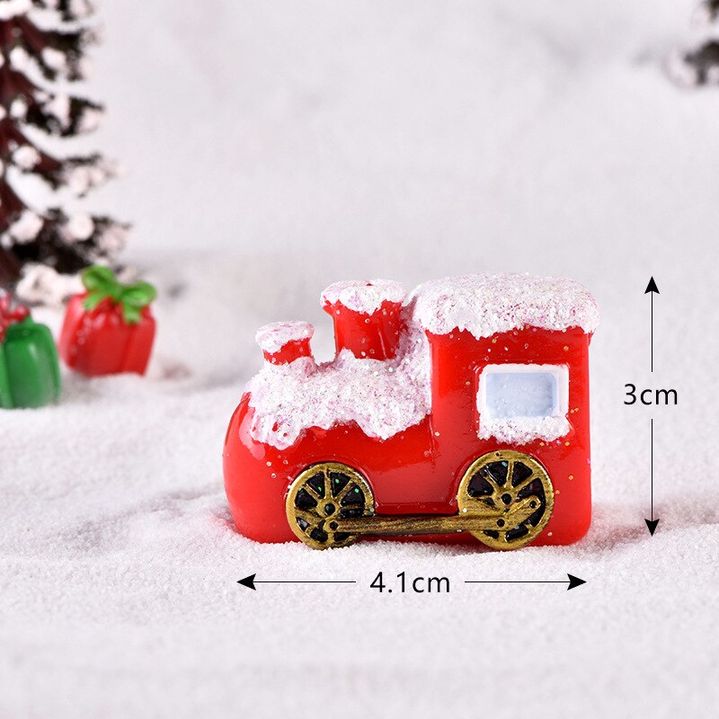 Christmas elk snowman sleigh deer car micro landscape snow decoration locomotive compartment resin decoration: front