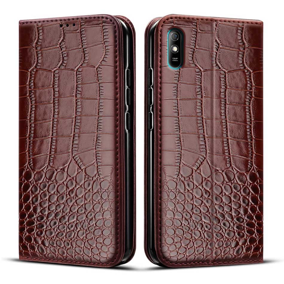 Redmi 9a siliconen telefoonhoesje voor xiaomi redmi 9a hoesje voor xiaomi redmi 2 hoesje voor xiaomi redmi 9a hoesje tpu achterkant voor redmi 9a hoesje met flip-functie van leer: Stijl 1 bruin