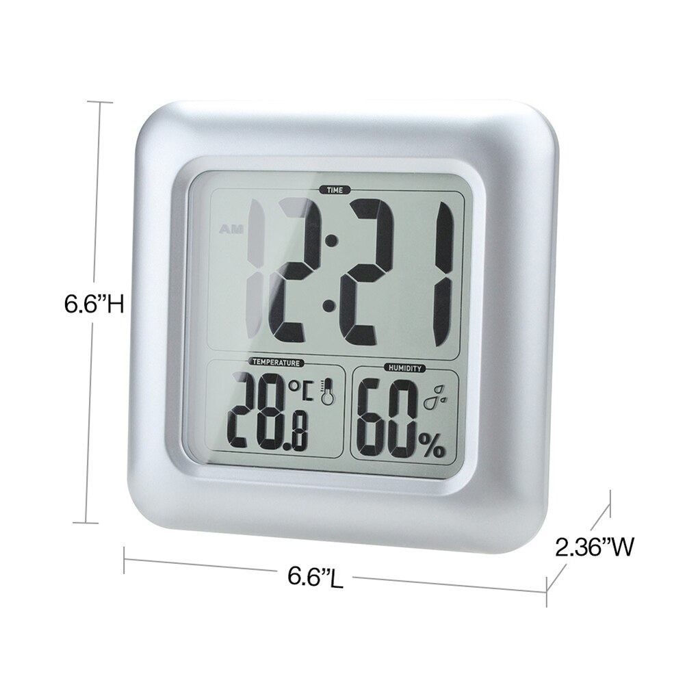 LCD Digital Wall Clock Waterproof Temperature Humidity Sensor Shower Timer