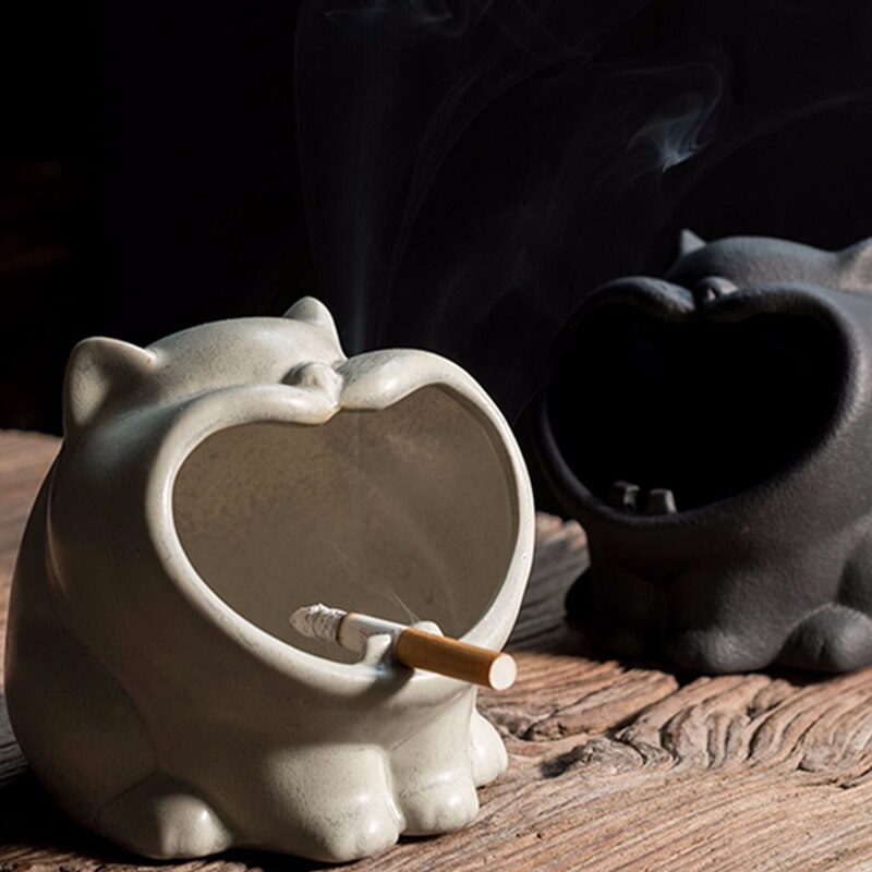 Nordic Art Retro Ceramic Small Animal Ashtray Anti-fly Ash Simple Living Room Office Ashtray Multi-functional Storage Ornaments