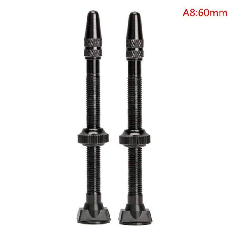 2Pcs/set Bike Tire Air Valve Bike Tubeless Wheel Valve Kit Copper Core Alloy Stem Rubber Base 48mm/60mm: A8