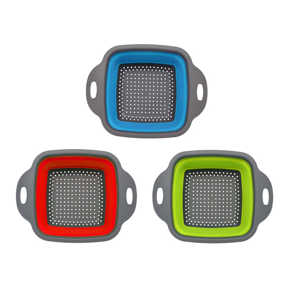 Silicone Folding Drain Basket Fruit Vegetable Washing Basket Foldable Strainer Colander Collapsible Drainer Kitchen Storage Tool