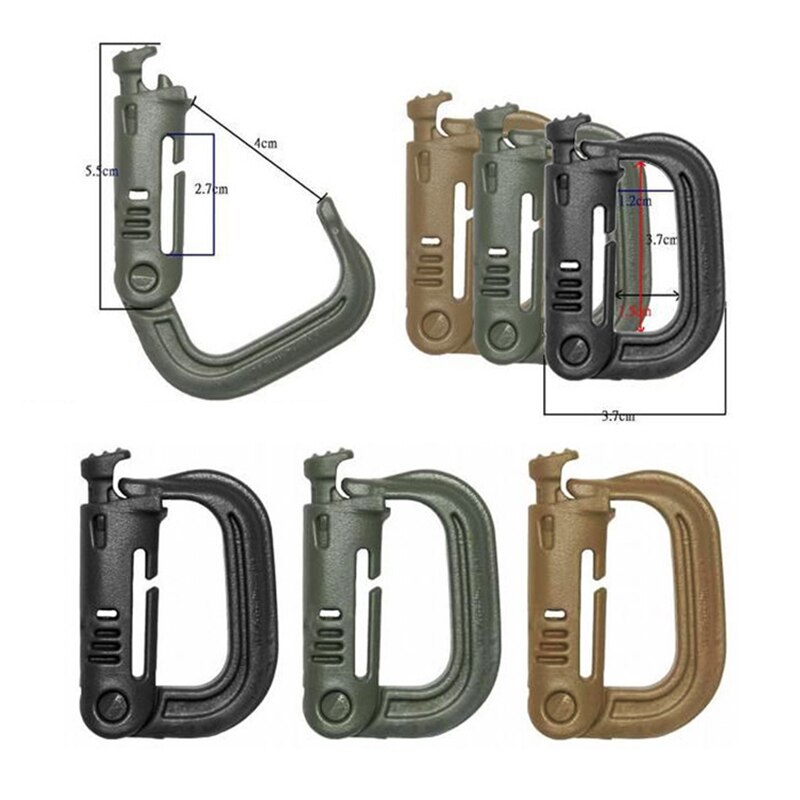 4pcs Climbing Carabiner D-shape Buckle Locking Ring Plastic Clip Snap Buckle Carabiner Keychain ITW Fastener Hiking Bag Buckle