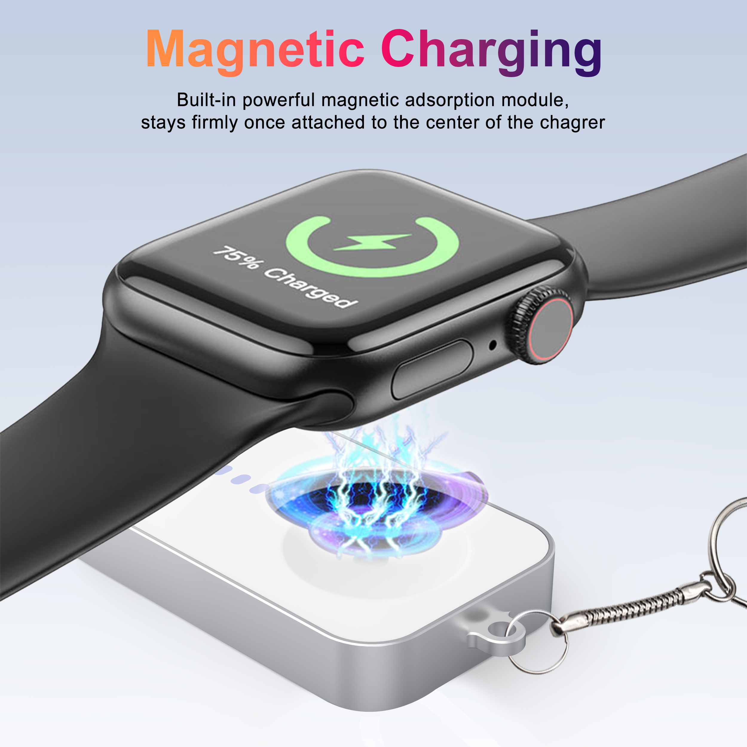 Magnetisk trådlös laddare för apple watch 10 9 8 7 6 5 4 se 1200 mah bärbar usb typ c magnetisk snabbladdare för iwatch ultra 2