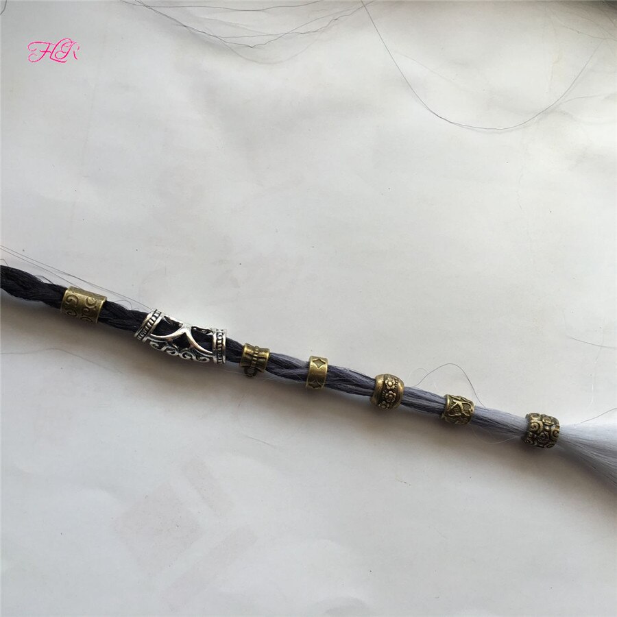 50Pcs Dreadlock Beads Adjustable Hair Braid Cuff Clip 7mm Hole Braiding Hair Micro Ring Beads Silver Ombre Hair Beads Link