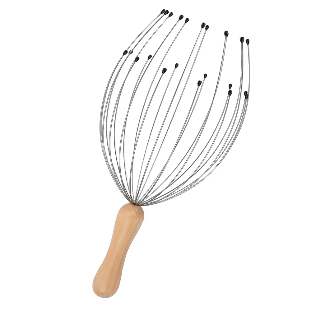 Masajeador de cabeza para rascar el cuero cabelludo de pulpo, Extractor sin alma de 24 dedos, cabeza divina relajante para extraer el cabello, cuidado saludable