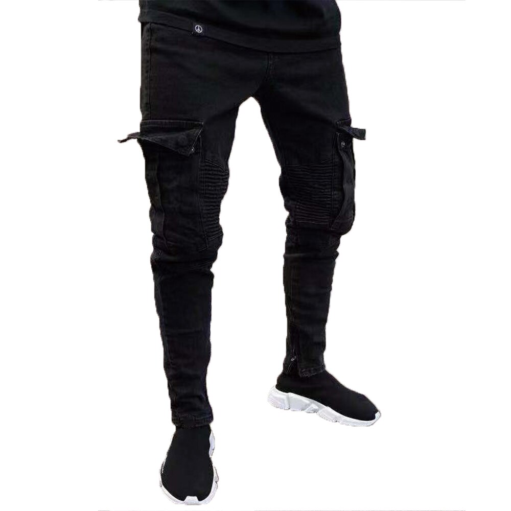 Black Denim Pants Skinny Jeans Men Stretch Trousers Pockets Casual Legging Slim Fit Jeans Plus Size