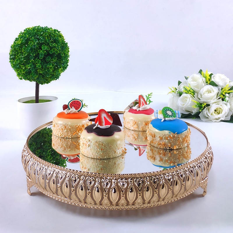 1pc metal bryllupskage stativ dekoration fest spejl bakke dessert galvanisk guld cupcake bord hjemme display værktøjer