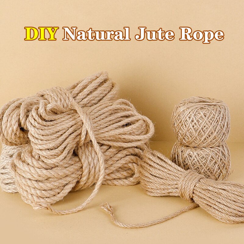 1-14mm Natural Vintage Jute Rope Cord String Twine Burlap Ribbon Crafts Sewing DIY Jute Hemp Gardening Wedding Party Decoration
