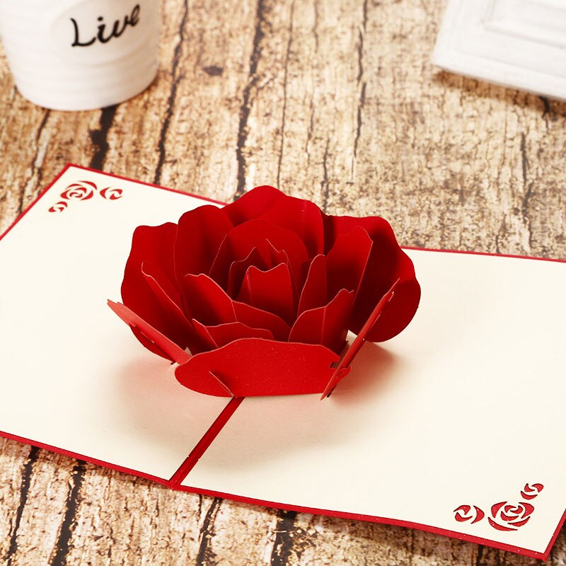 Tarjetas emergentes en 3D, tarjeta de flores rosas, cumpleaños, cumpleaños, tarjetas de felicitación, tarjetas de , decoración de boda,