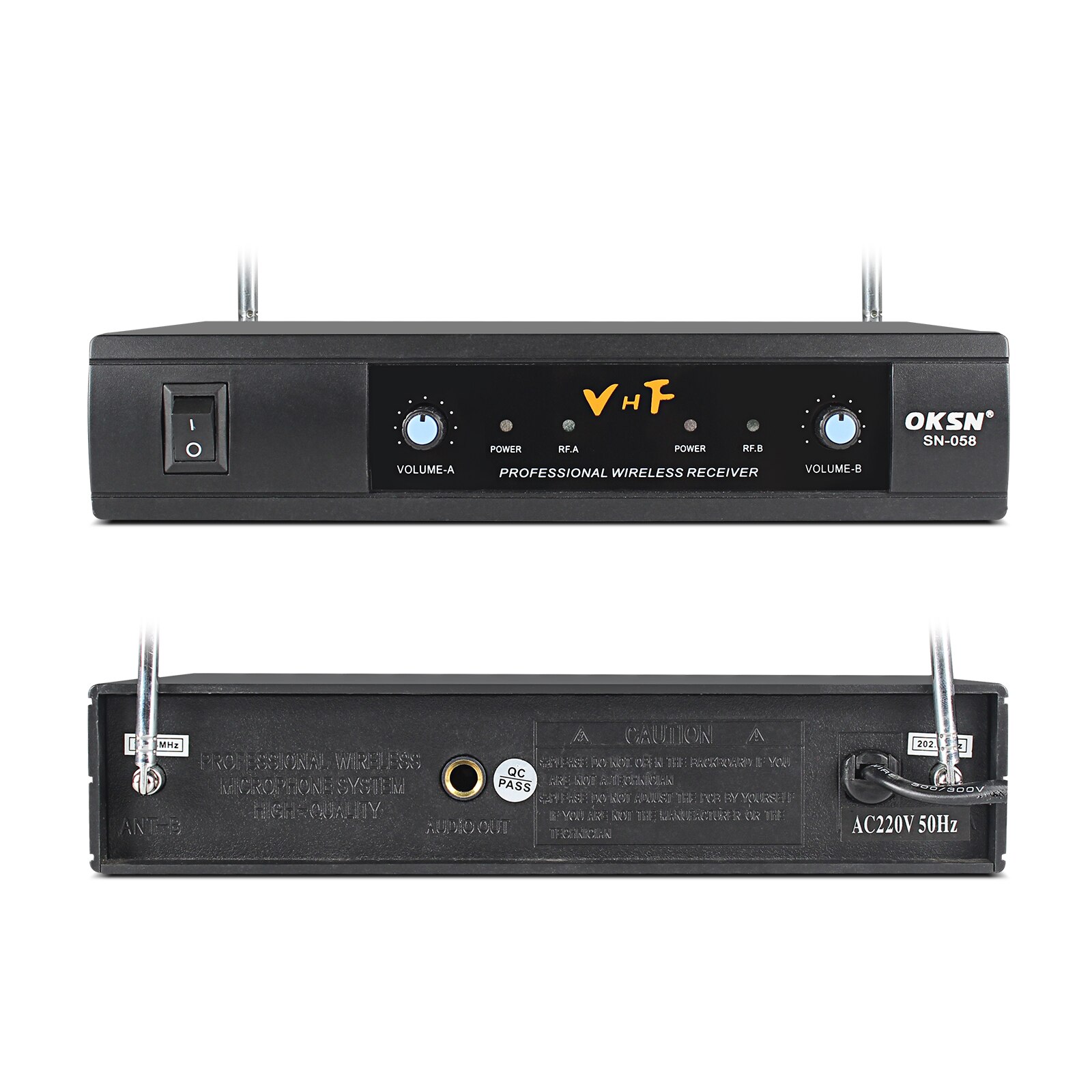 2 Channels VHF Wireless Microphone Dynamic Mic Karaoke system1/4&#39;&#39; Output for Church Party Show