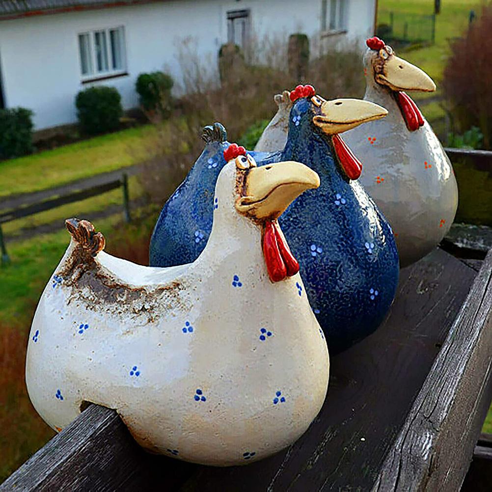 Hars Kip Standbeeld Plug In Haan Hens Vogel Rand Zits Outdoor Yard Art Sculptuur Voor Boerderij Gazon Tuin Decoratie