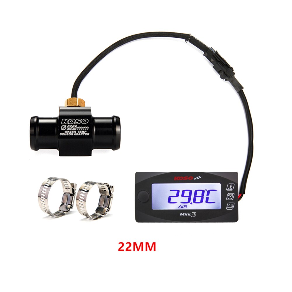 KOSO-medidor Digital Mini 3 en 1 con pantalla LED, voltímetro, termómetro, temperatura del agua, Universal, para motocicleta: 22m min3