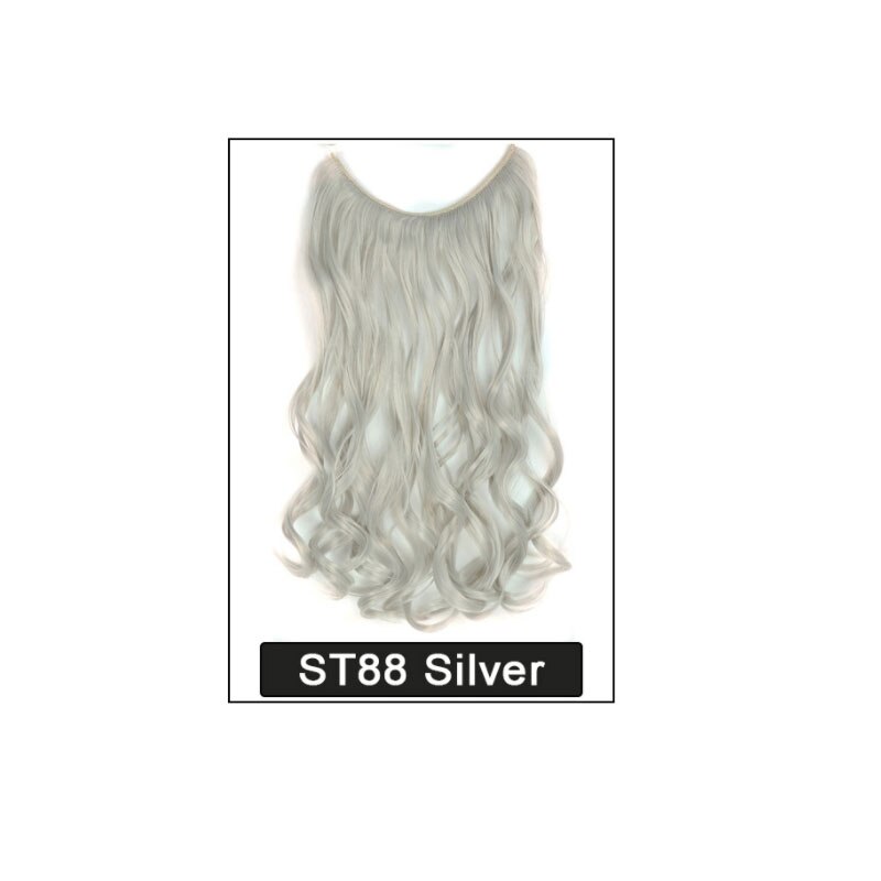 22 pouces femmes vague Extensions de cheveux Secret cheveux Extension bande synthétique naturel caché Secret Invisible fil cheveux pièce sans pince: A6