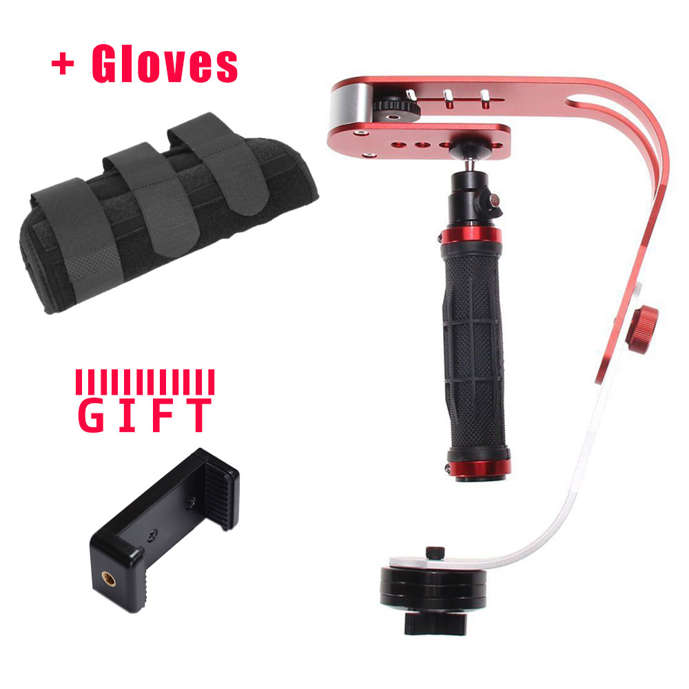 Mini portátil de estabilizador de vídeo de Steadicam para cámara Digital HDSLR DSLR cámara DV teléfono móvil + guantes