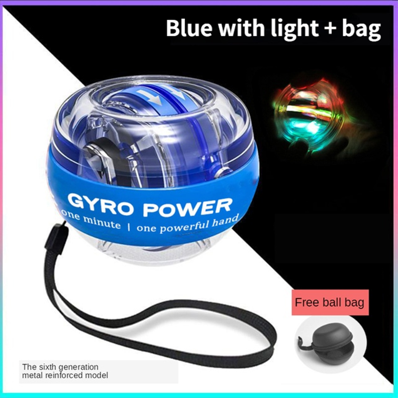 Led Gyroscopische Powerball Autostart Bereik Gyro Power Wrist Ball Met Teller Arm Hand Spier Kracht Trainer Fitnessapparatuur: Blue with Bag