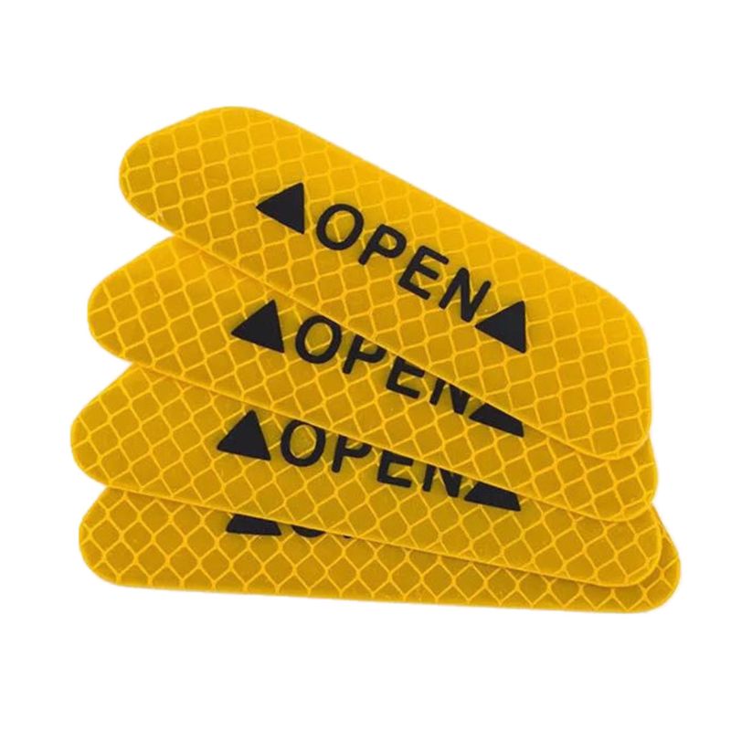 4 pieces of car door anti-collision stickers, reflective tape, auto parts, exterior, reflective tape, reflective strip: Yellow