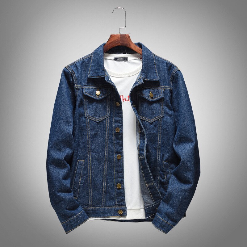 Solid Casual Slim Jacket Chaqueta Hombre Mens Denim Jacket Plus Size 5XL Bomber Jacket Men Cowboy Men's Jean: M FOR 160CM 60KG