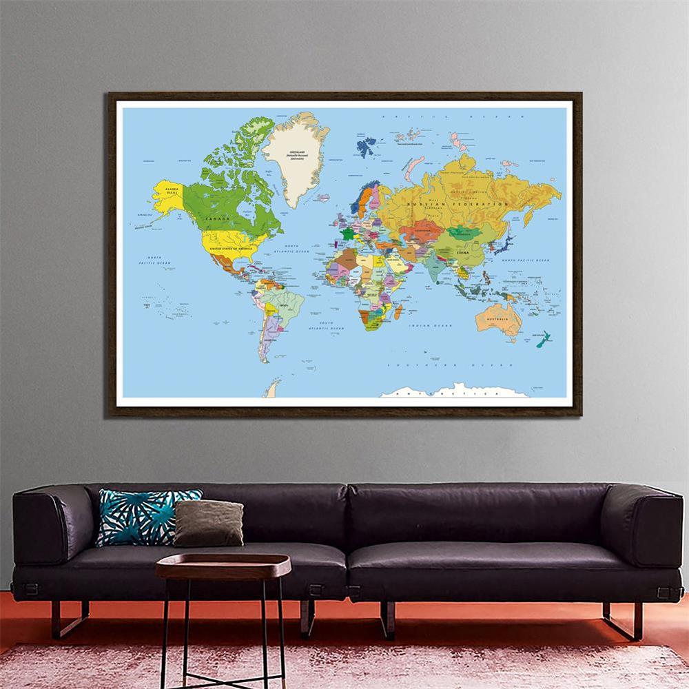 Proyección de Mercator para Cultura y Educación, mapa del mundo Regular no tejido de 150x225cm