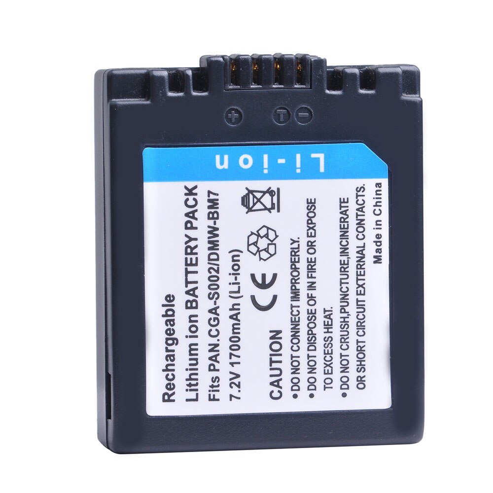 1700mAh CGA-S002 CGA-S002A CGA-S002E DMW-BM7 Li-ion Batterie pour Panasonic Lumix DMC-FZ1 FZ2 FZ3 FZ4 FZ5 FZ10 FZ15 FZ20 Caméra
