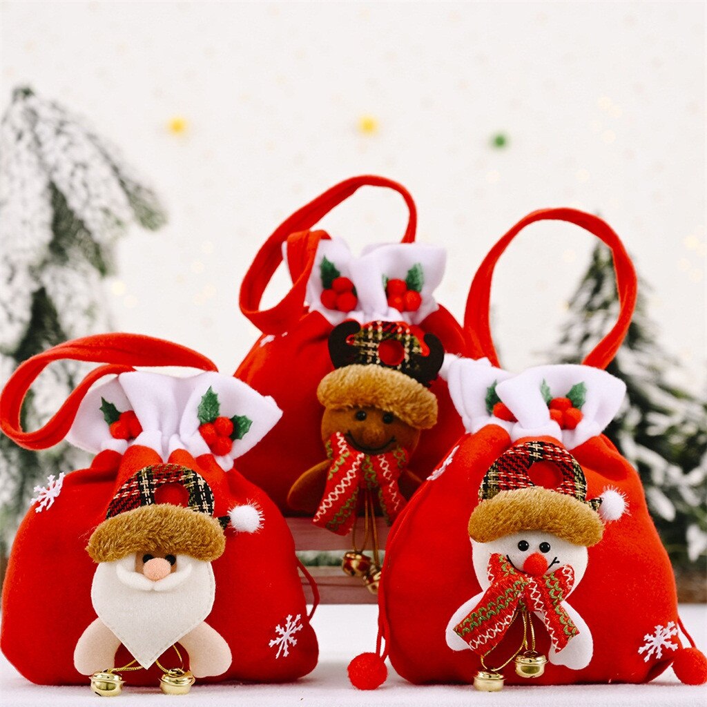 Christmas Candy Bag EcoFriendly Canvas Bags Santa Deer Elk Ride Year Nevidad Best For Kids Event Party Decor