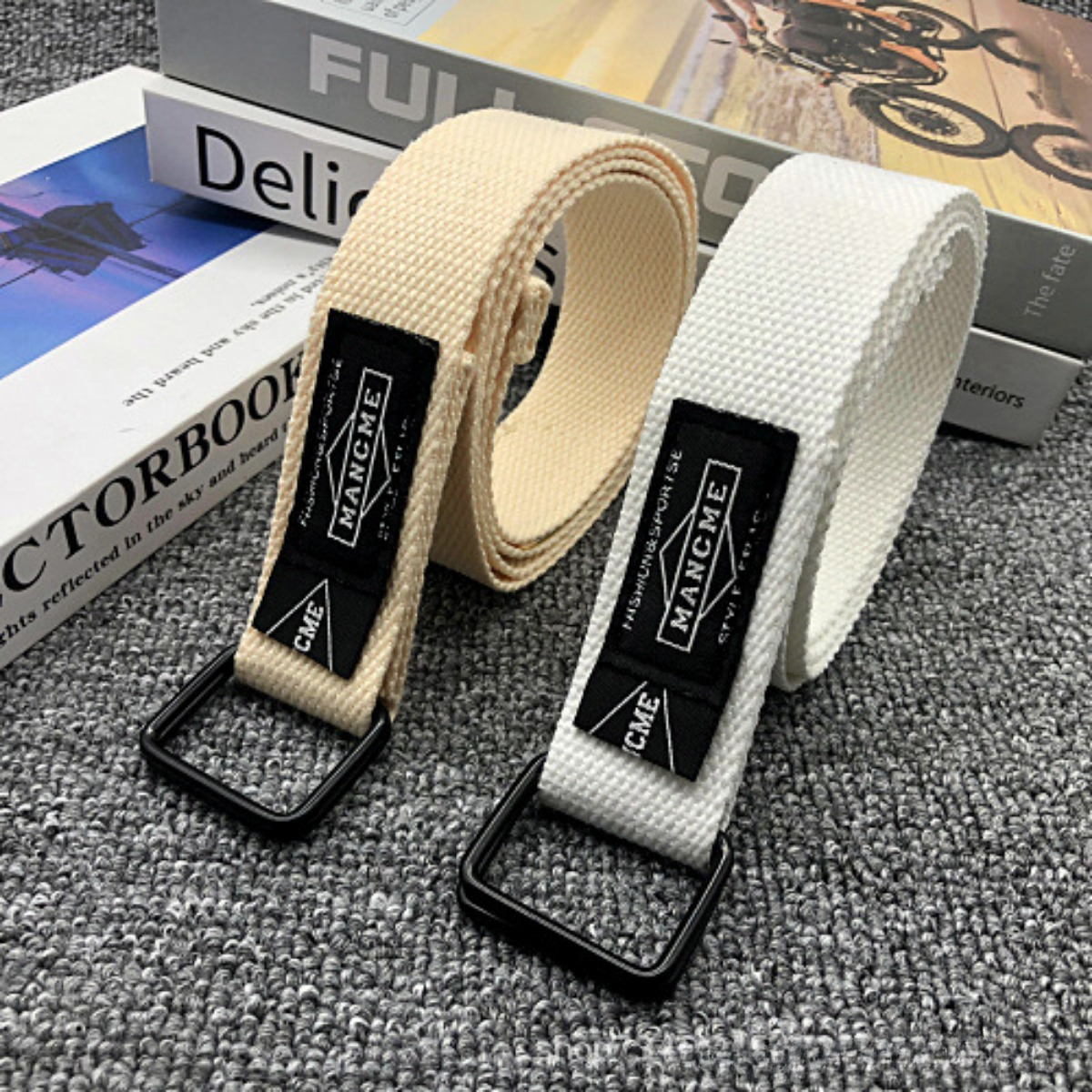 Cinturón de lona tejido con doble hebilla a la de 120cm para mujeres y hombres, accesorios para cinturones deportivos