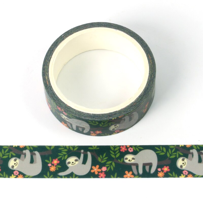 1PCS Decor Cute Washi Tape Animal Set Dog Cat pig fox sloth woodpecker DIY Planner Masking Tapes School Office Supply: E1