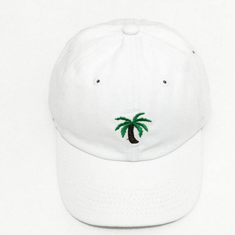 Afslappet unisex palmetræ far hat justerbar bomuld kokosnød træ baseball cap hip hop kvinder sommer snapback hat: Hvid