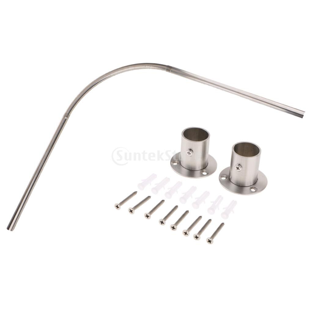 Gebogen Douchegordijn Rail Staaf Staal 140Cm Gordijn Rail Pole Bar Verstelbare Uitschuifbare Hardware