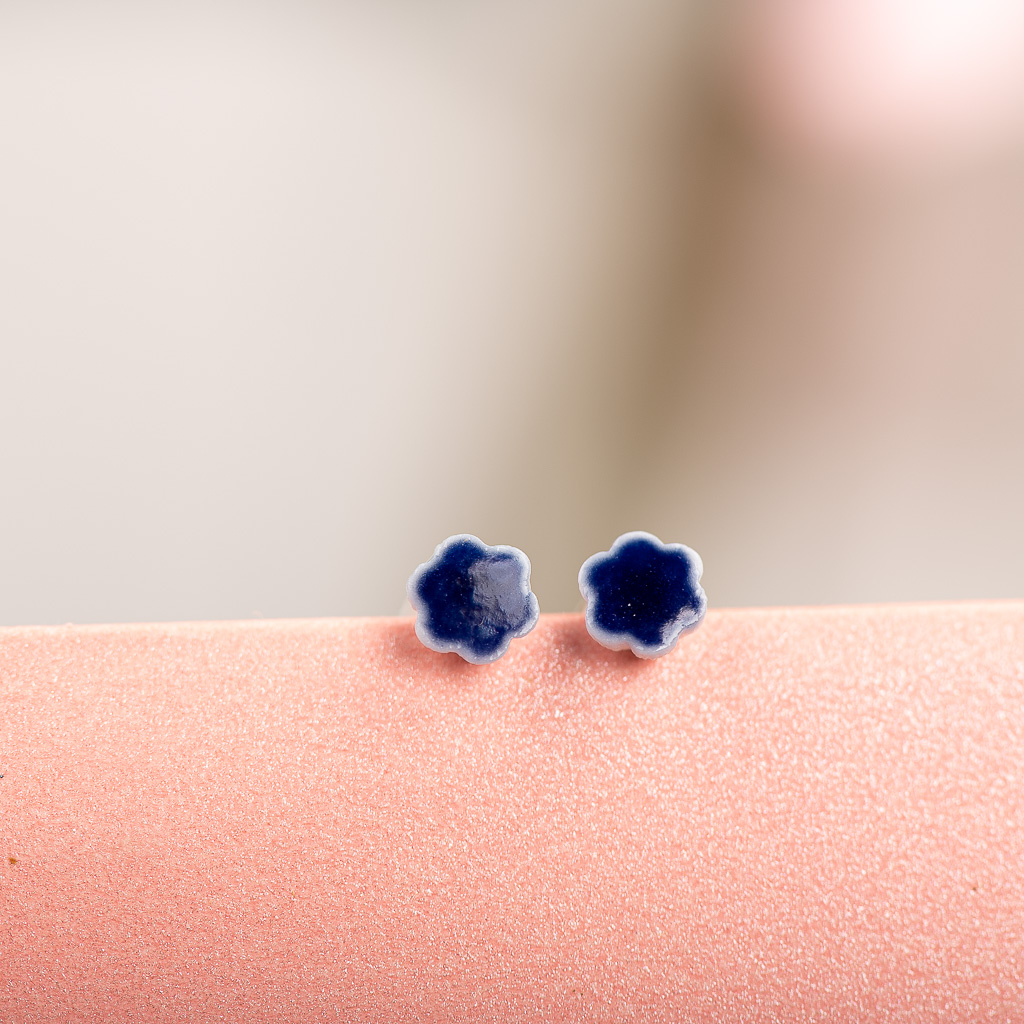 Delicate Flower Multicolor Ceramic Earrings Ear Studs Jewelry For Women Girl #LY125: Imitation Rhodium Plated