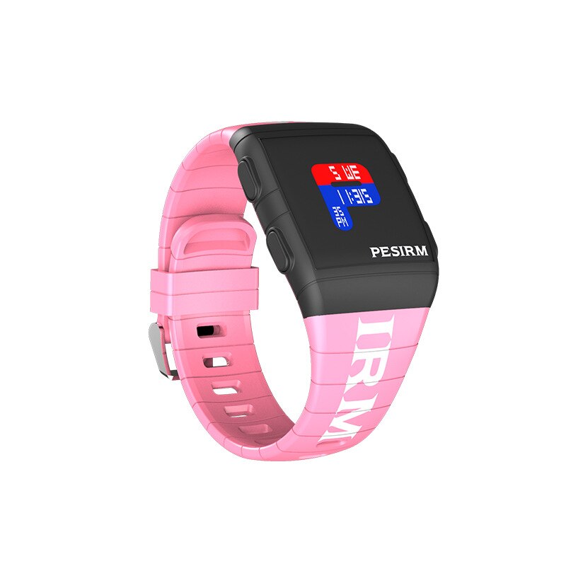 Waterdichte Vierkante Kids Jongen Horloge Mode Kleurrijke Siliconen Band Led Mannen Vrouwen Sport Digitale Horloges Unisex Klok: black  pink pink