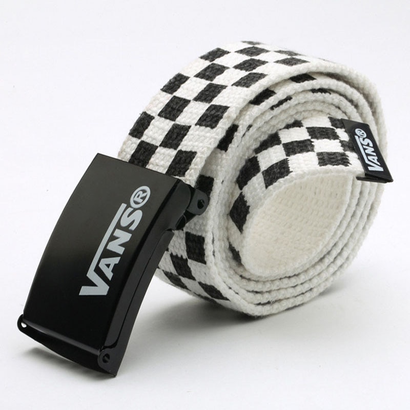Hommes femmes ceinture ceinture 110cm noir blanc Plaid ceinture toile damier ceintures Cummerbunds toile taille ceintures décontracté damier