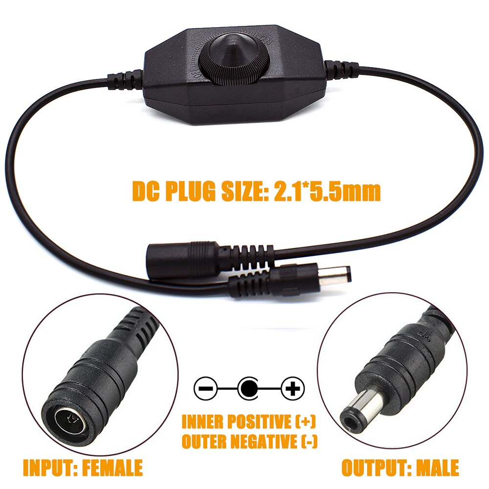 LED Dimmer Switch 12V 24V DC Touch Switch Adjust Controller Cable Connector for LED Strip Light CCTV Security Camera