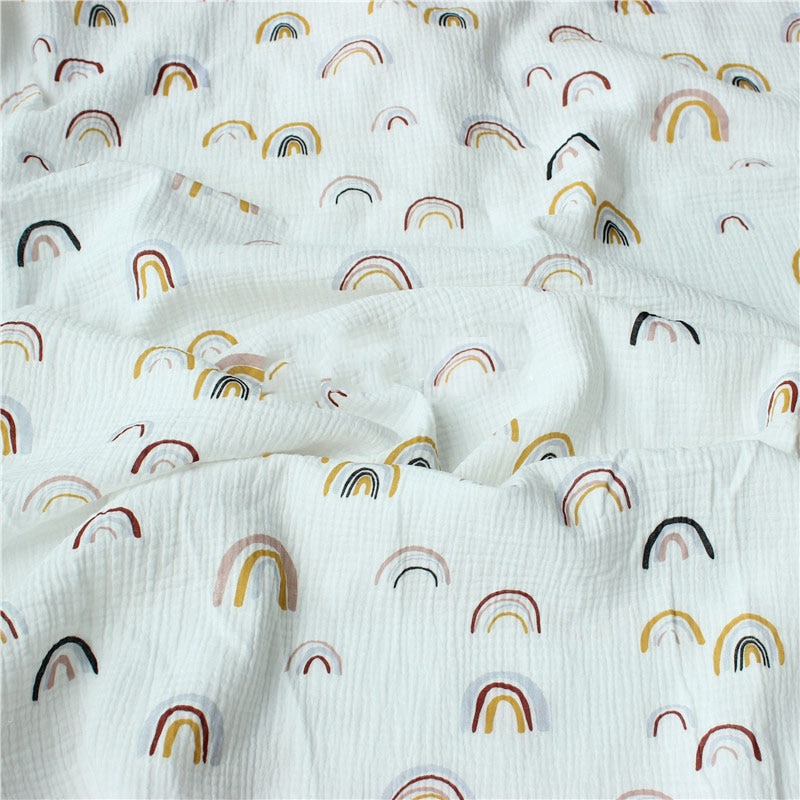 Rainbow baby Cotton fabric Double soft towelling fabric crepe sewing material fluorescent-free for baby garment: rjbf028