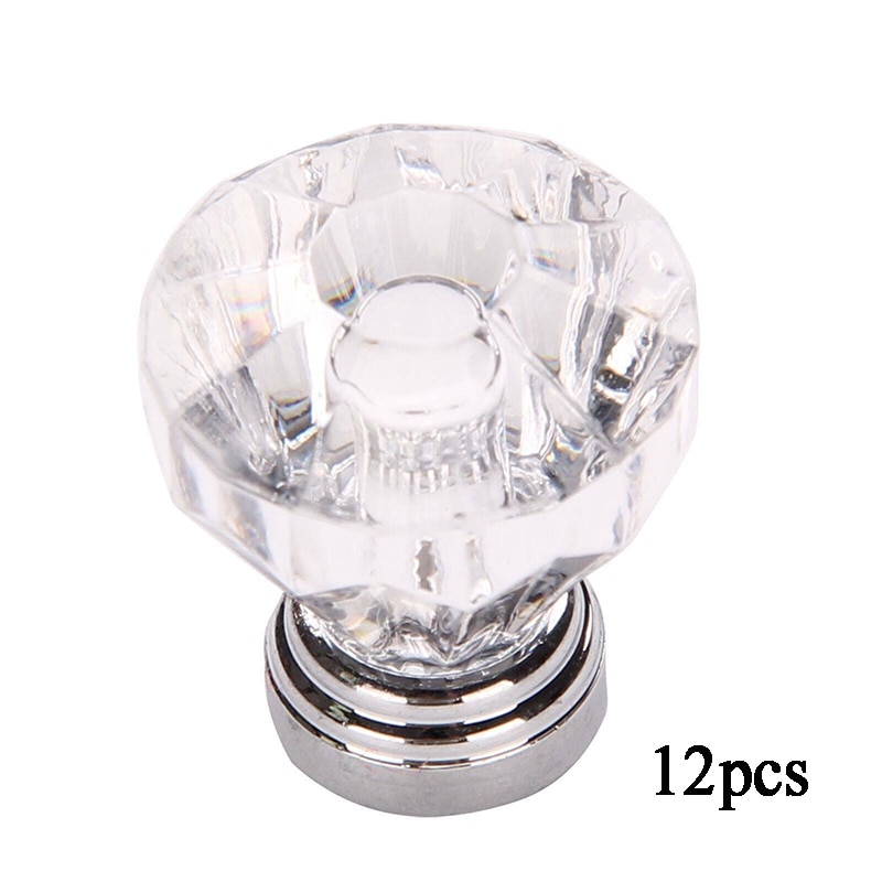 12 Stks/set 30Mm Diamond Shape Crystal Glass Knoppen Kast Lade Pull Keukenkast Deur Kledingkast Handles Hardware